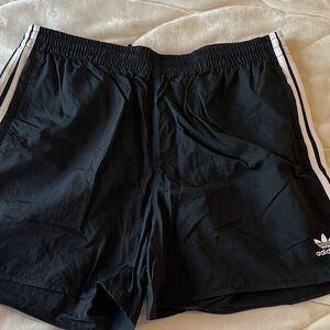 Adidas Men's Black Athletic Shorts with White Stripes